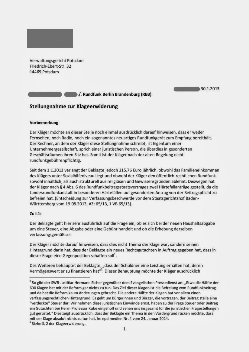 Informationsfreiheit für alle! Keine Chance der Meinungsdiktatur!: Stellungnahme zur ...